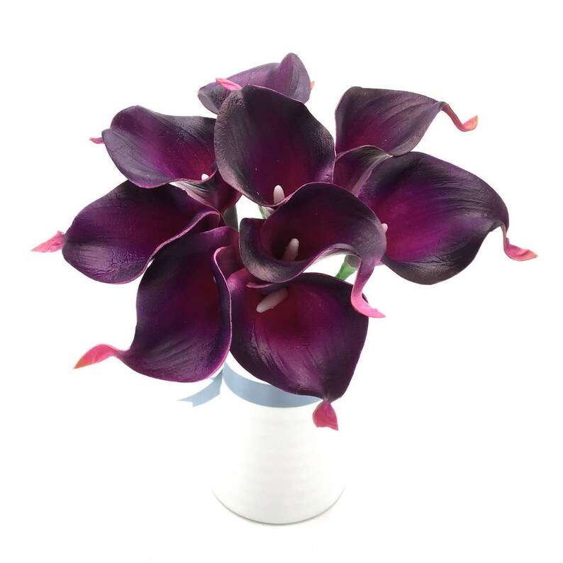 Eggplant Purple Calla Lily Bouquet 9 Stems PU Calla Lilies Etsy