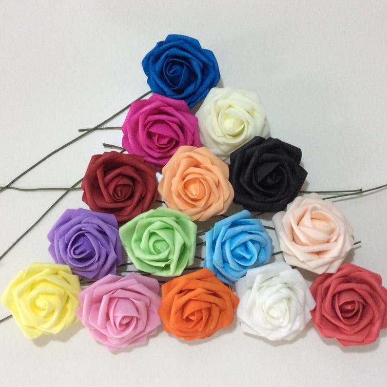 50 Pcs Real Touch Foam Flowers Roses Head Diameter 3 for Etsy