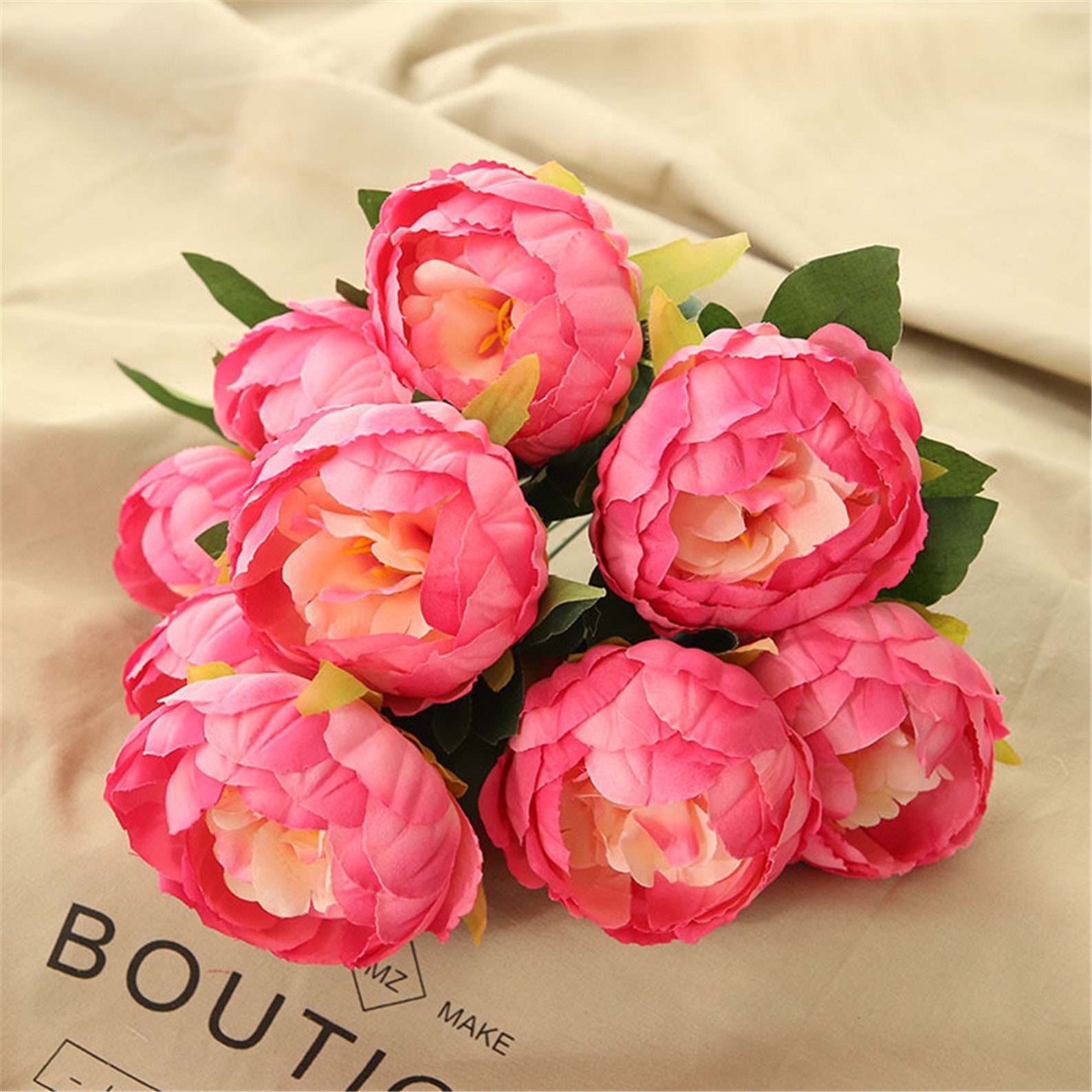 Silk Peony Bouquet Artificial Flowers Peony Bouquets 10 Heads Etsy