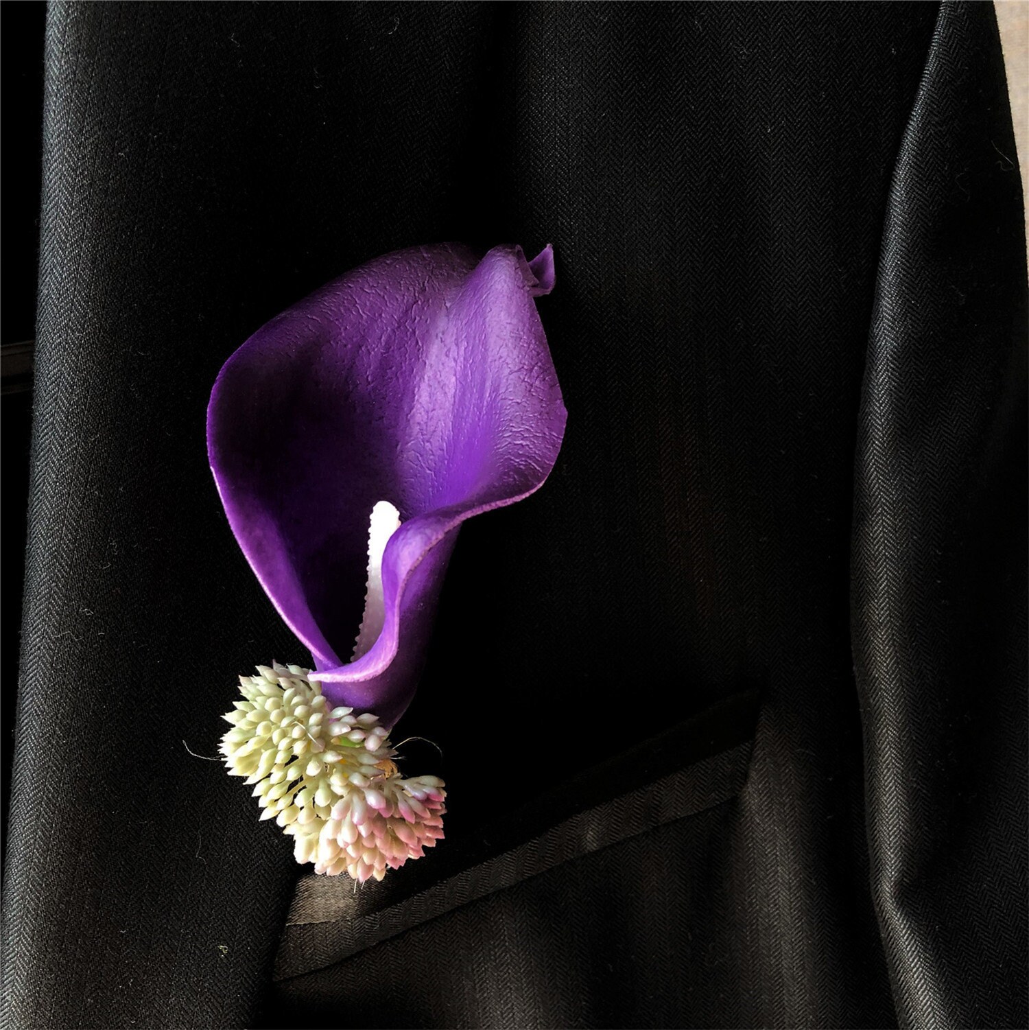 Purple Boutonniere Artificial Calla Lily Boutonniere For Groom Etsy