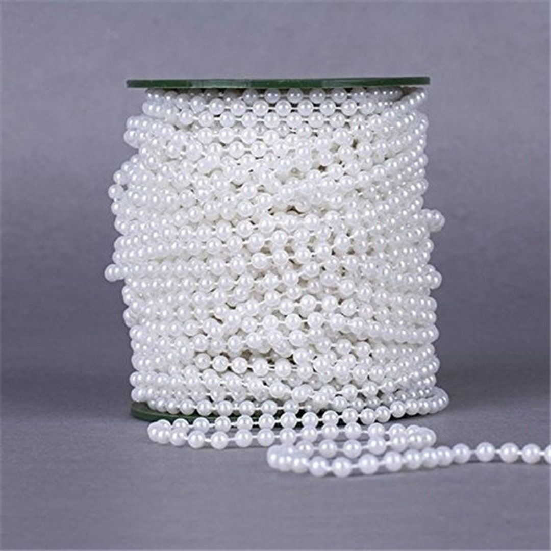 Beads Pearl Strings White Pearls, Ivory Pearls Stings for Bridal Bouquet  Accessories Wedding DIY Crafts Material 10 Meters Long, 4mm Width 