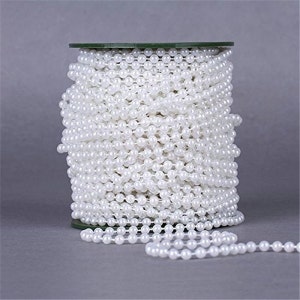 Beads Pearl Strings White Pearls, Ivory Pearls Stings for Bridal Bouquet Accessories Wedding DIY Crafts Material 10 Meters Long, 4mm Width