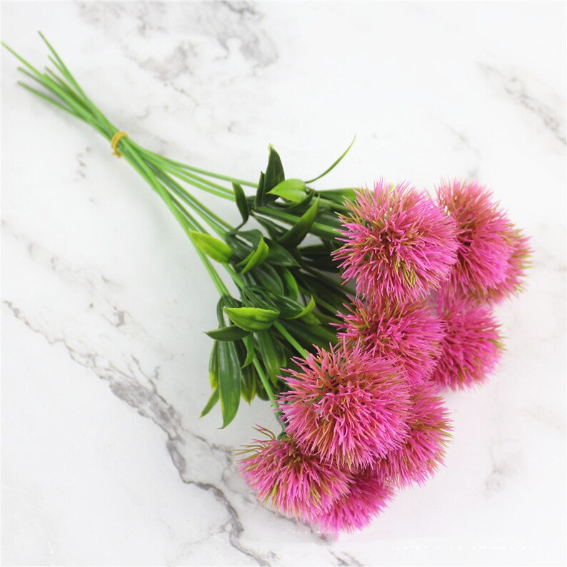 Green Alliums Fake Flowers Pompon Mum Artificial Green Flowers Etsy