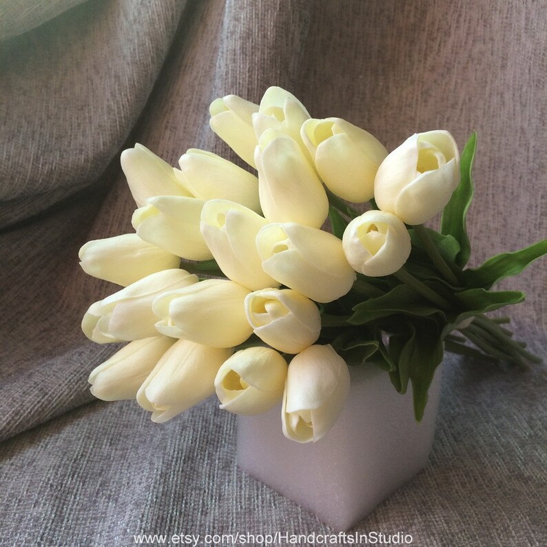 Real Touch Tulips Ivory Cream White Tulips Flowers for Wedding Etsy