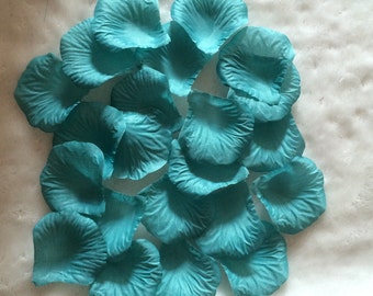 Teal Blue Turquoise Green Petals Silk Rose Petals For Wedding Party Decoration Table Confetti Flower Girl Basket 500 Petals HB-TEAL-500