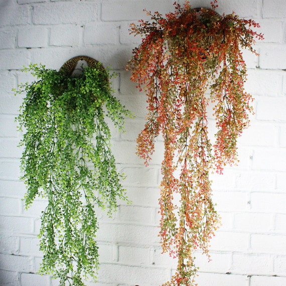Outdoor Hanging Plants Fall Winter Artificial Hanging Wall Plants Plastic  Leaf Vine for Basket Garden Wedding Decor CJX-4206 