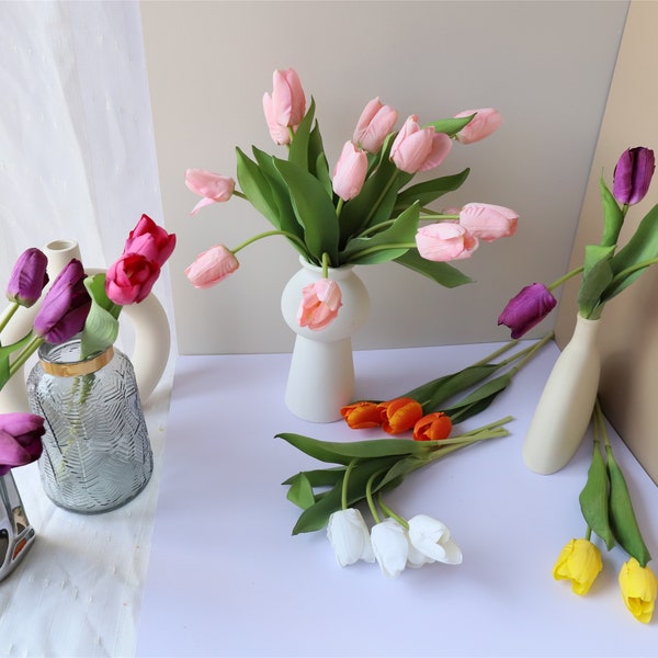 Artificial Silk Tulip Flowers Latex Real Touch Tulips for Gifts Home Wedding Party Decorations Flower Arrangement 6 Colors LG-30137