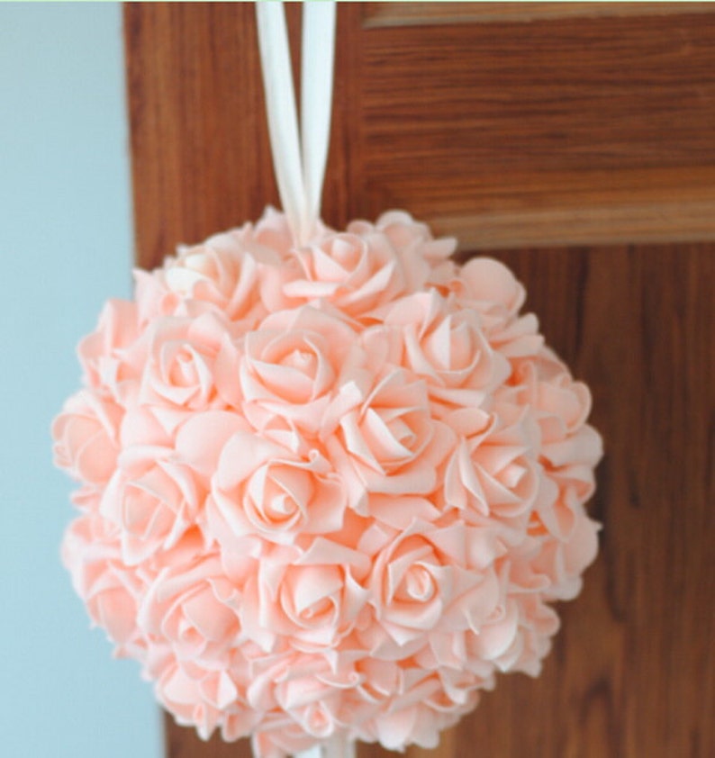 9 Blush Rose Kissing Ball Foam Flowers Pomanders For Wedding Centerpieces Decor Bridal Shower NJHQ-12 image 1