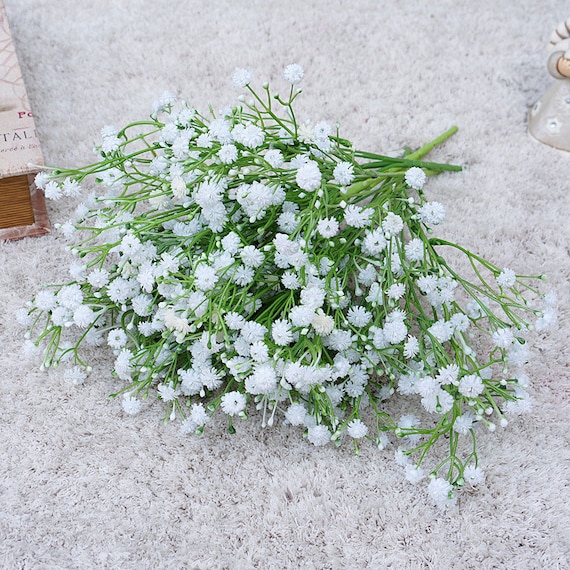 White Babys Breath Artificial Flowers Fake Gypsophila Bunch for