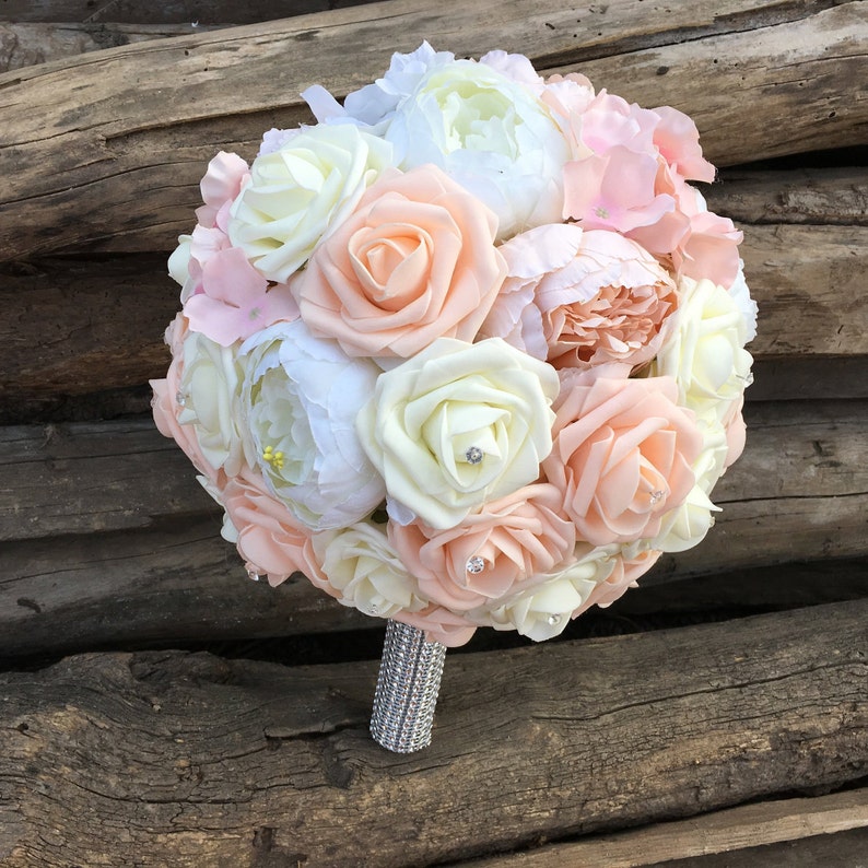 Ivory Rose Bouquet Artificial Foam Flower Wedding Bouquet For Bridal Bridesmaids Champagne Bouquet DJ-52 Champagne Flower Bouquet