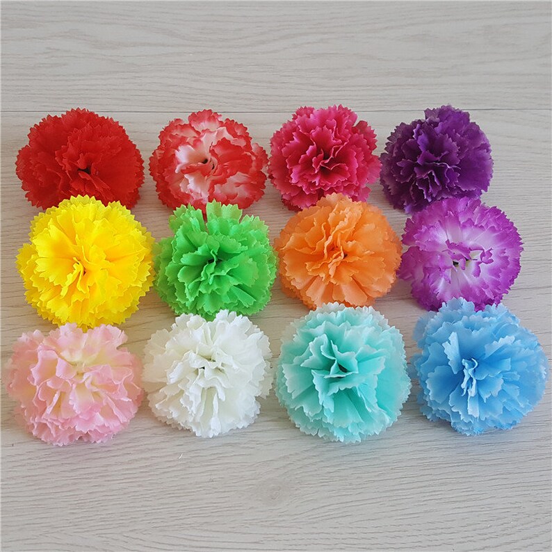 Small Silk Carnation Flower Heads Small Carnations 2 Inch Etsy