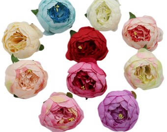 Silk Peony Flowers Bulk Artificial Silk Peonies Flower Heads for Wedding Supplies Table Centerpieces Hairband Flowers Cake Toppers BXMD