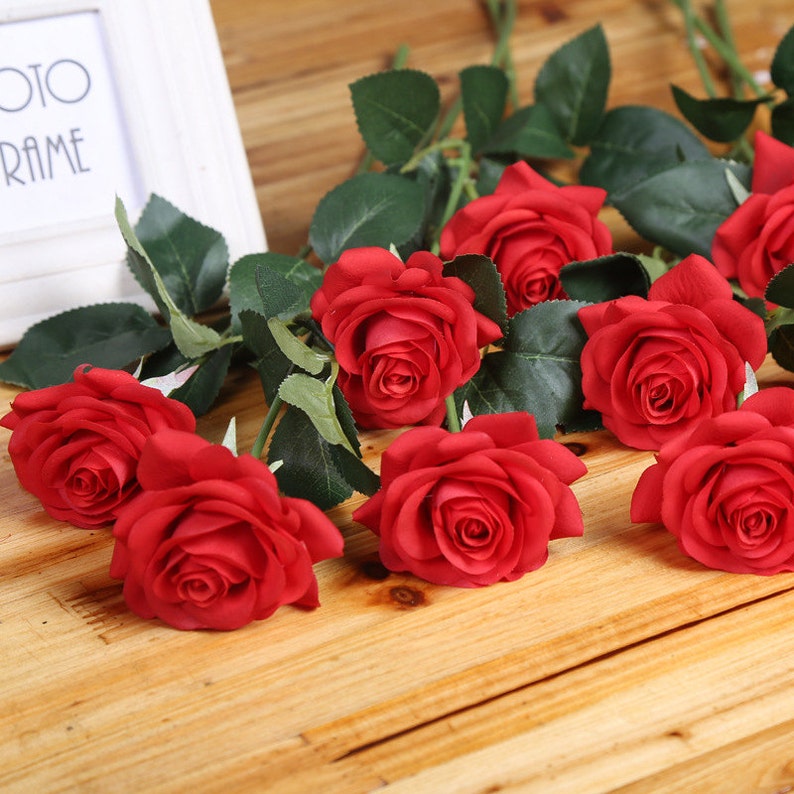 Red Flowers Real Touch Red Roses for Wedding Centerpieces 10 Etsy