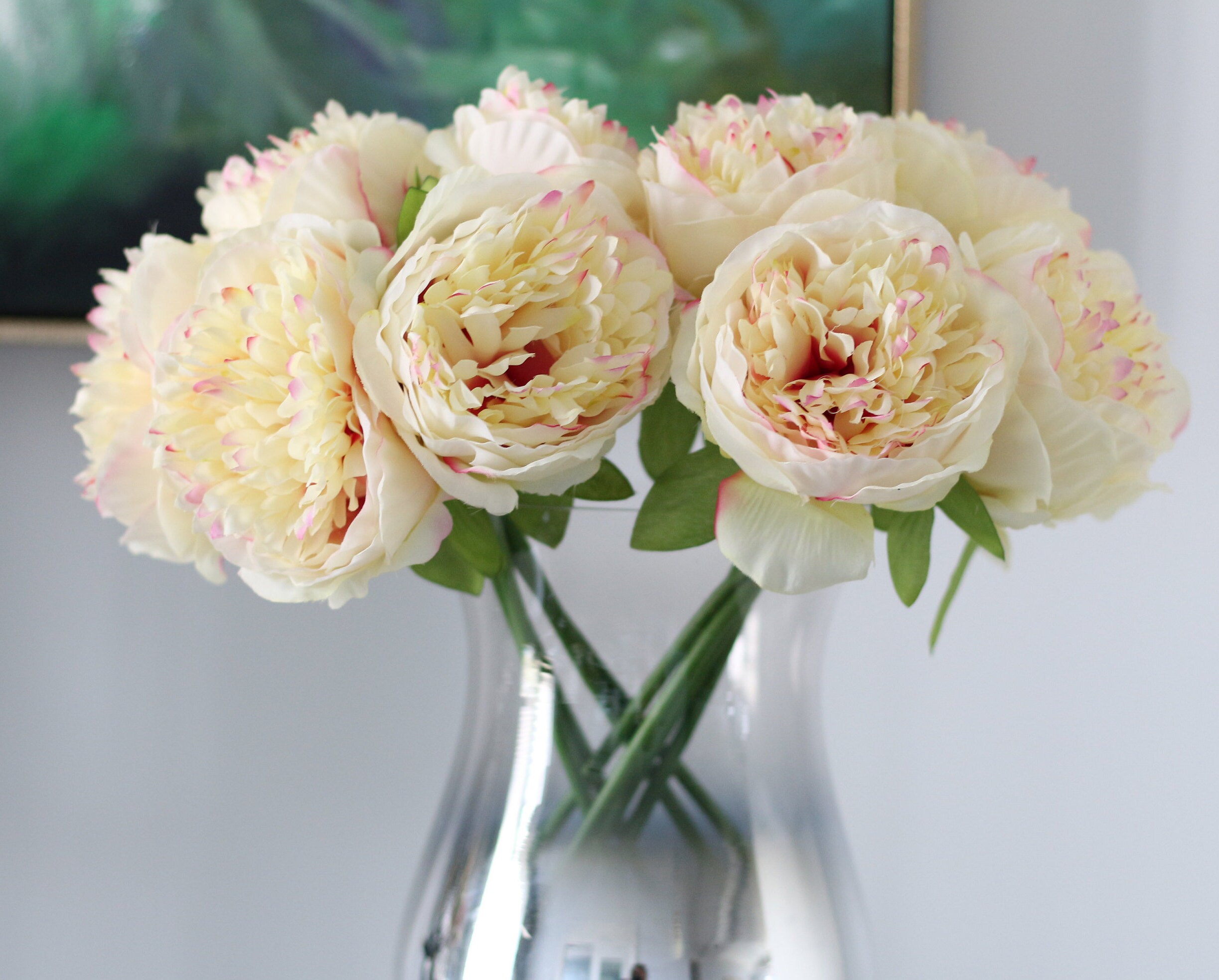 Champagne Silk Peony Bouquet Quality Wedding Flowers 5 Heads | Etsy