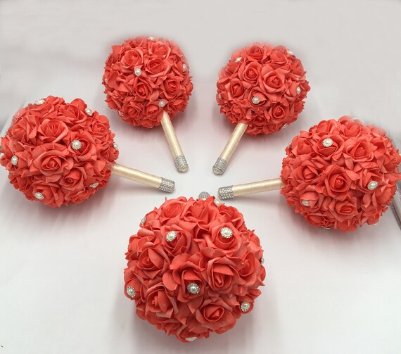 coral bridesmaid bouquet