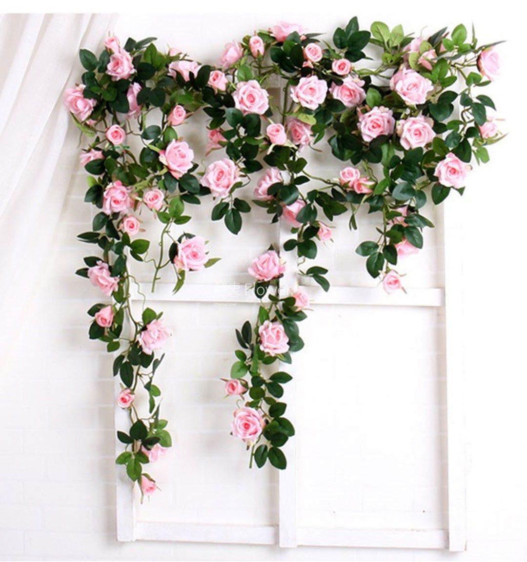 Artificial Flower Garland, Silk Rose Fake Flower Vine, Faux Hanging