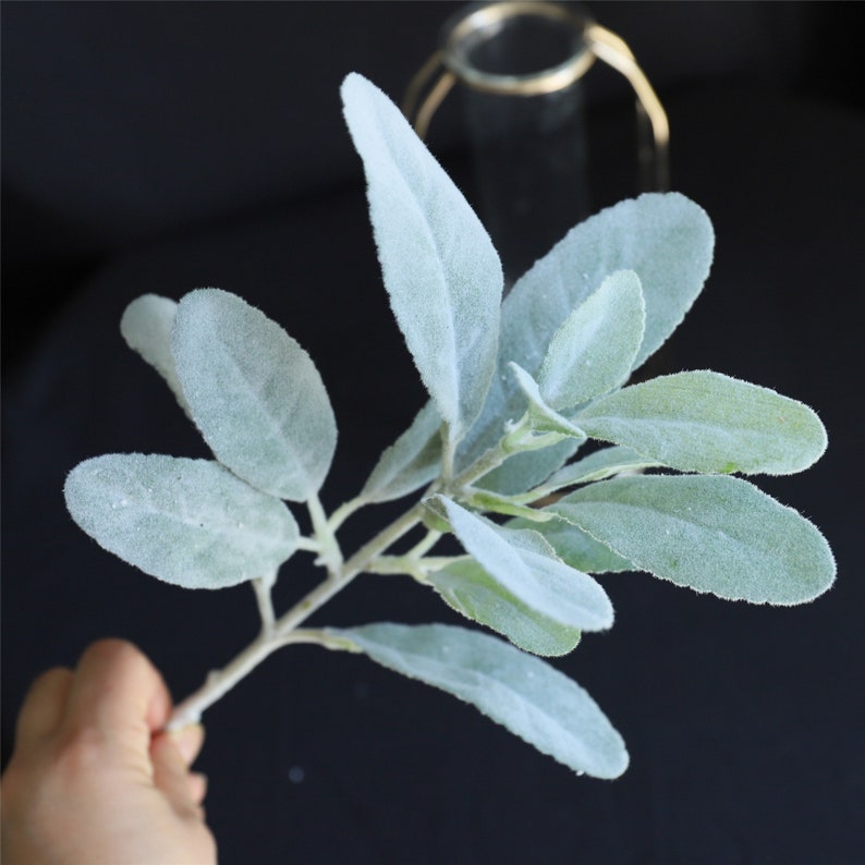 Artificial Lambs Ear Dusty Miller Flocked Leaf Floral Etsy