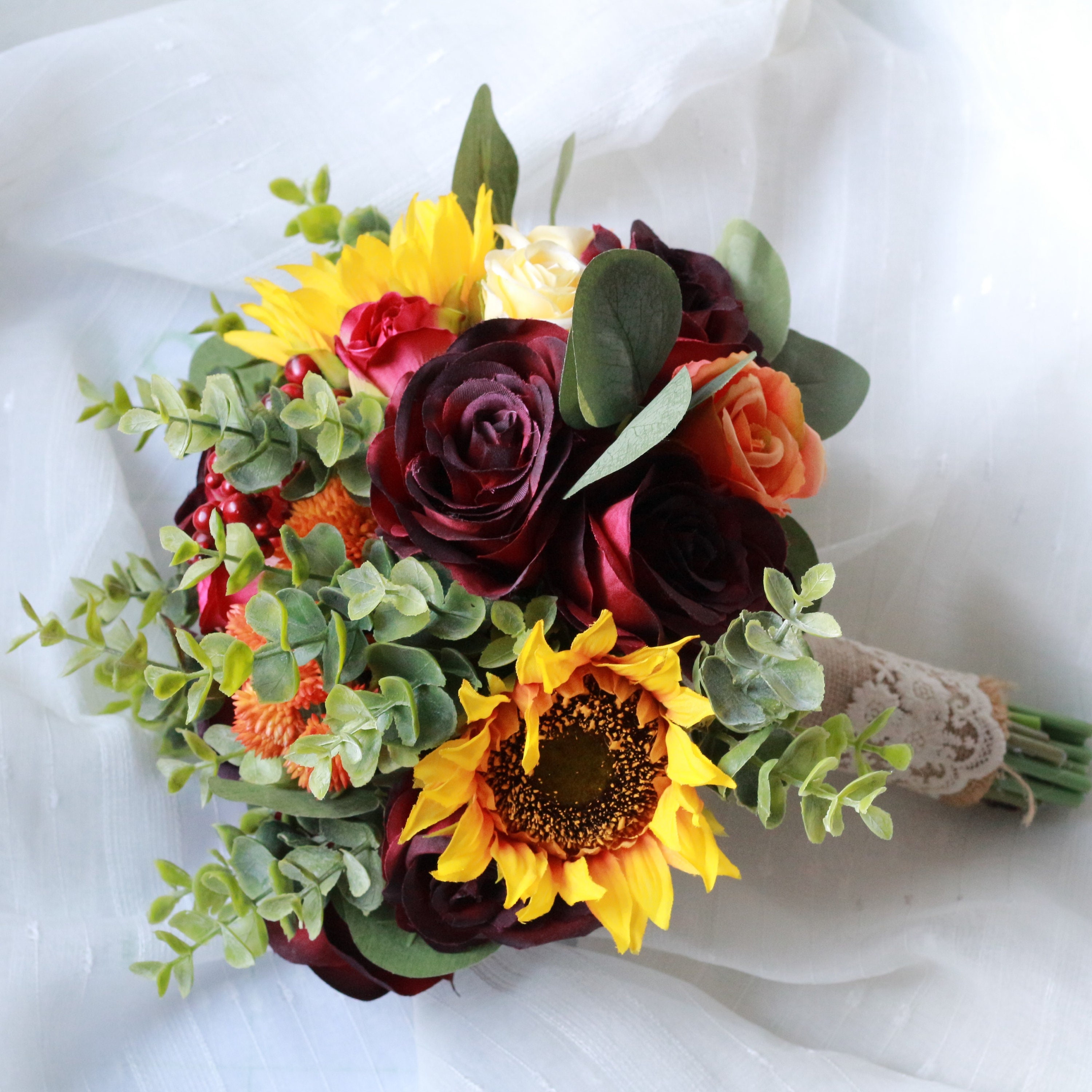 Artificial Bridal Bouquet Fall Wedding Bouquets Burgundy Roses Etsy