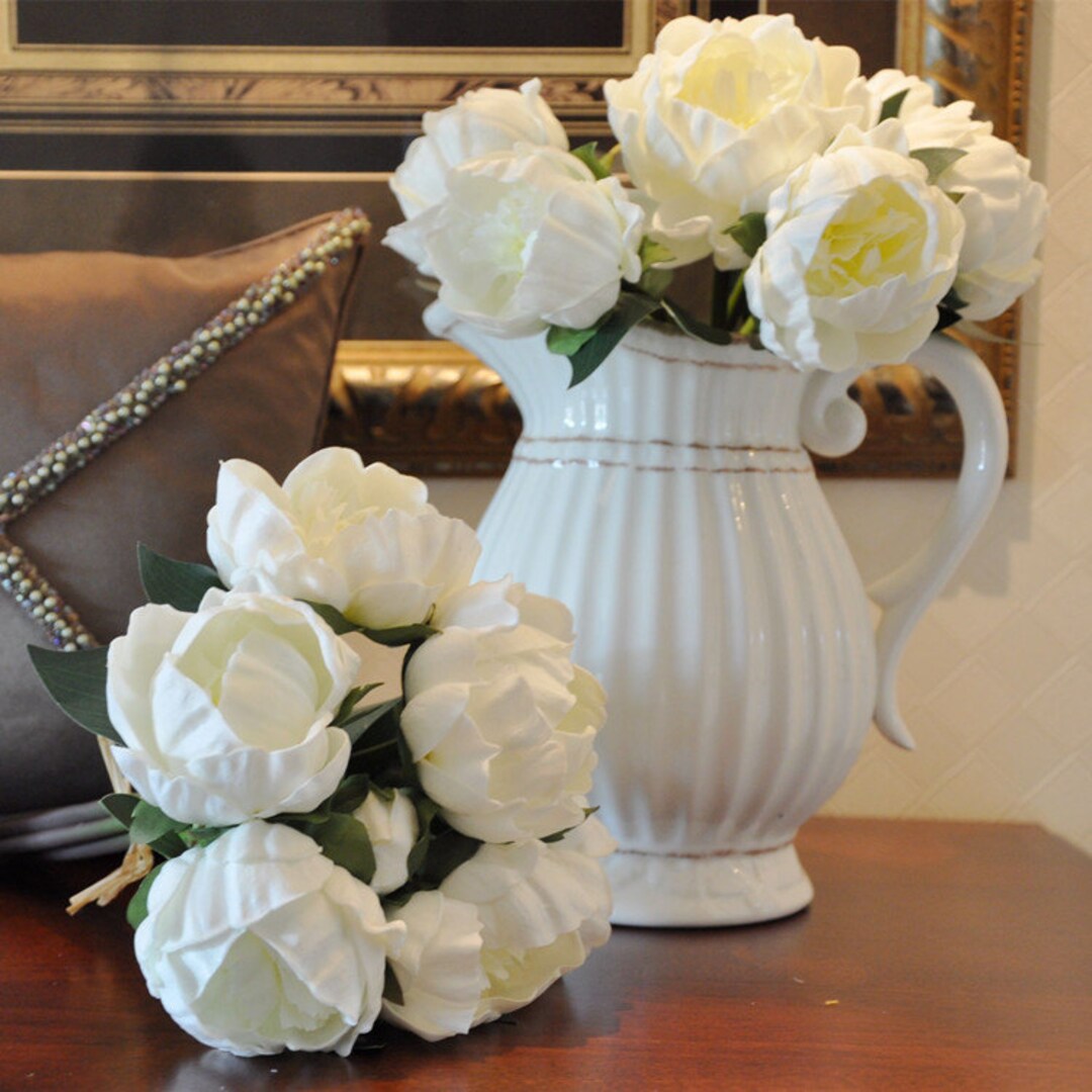 Real Touch Flower Bouquet White Peony Bouquet PU Latex Etsy