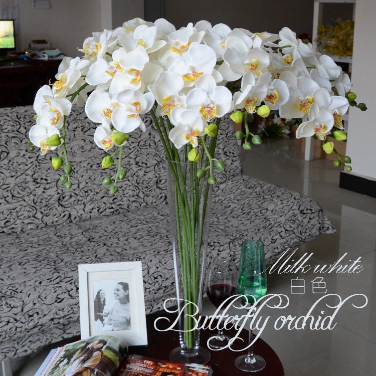 5pcs White Orchids Artificial Flowers For Wedding Table Etsy