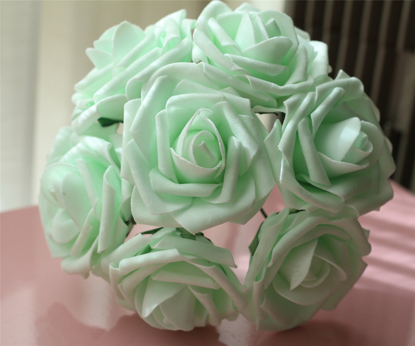 Mint Green Roses Fake Flowers Artificial Wedding Flower 100 Etsy