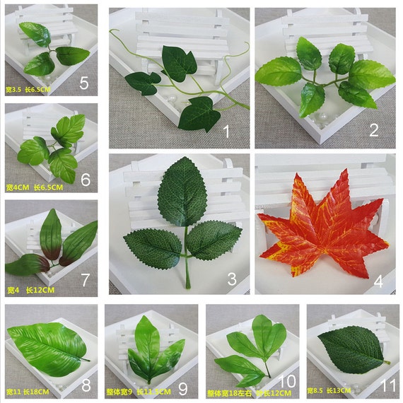 Artificial Leaves Silk Rose Leaf Fake Greenery 10 Leaves for DIY Crafts  Hair Clips Headbands Hats Accessories 