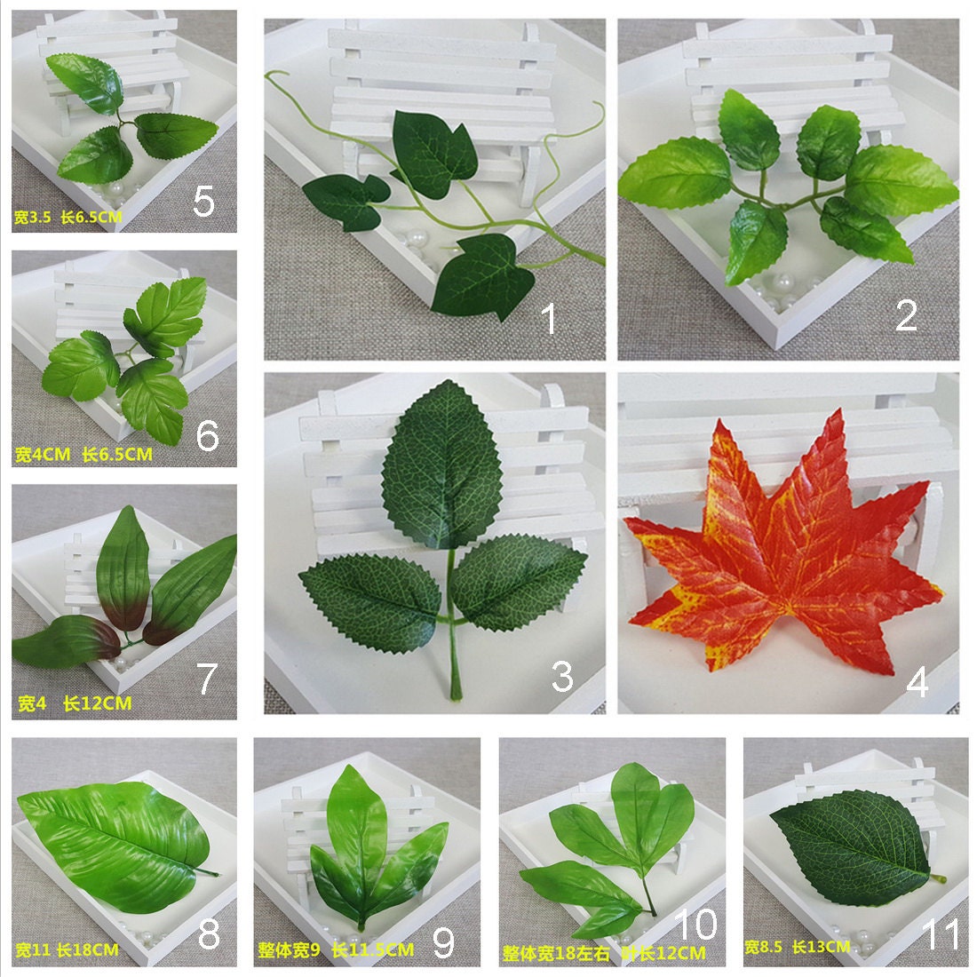 10X Garland Green Silk Leaves Decor Party Wedding Artificial Bouque Flower Leaf 