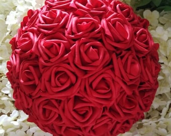 288x Foam Rose Flower with Stem Wedding Bridal Bouquet Home Decor Black Red 