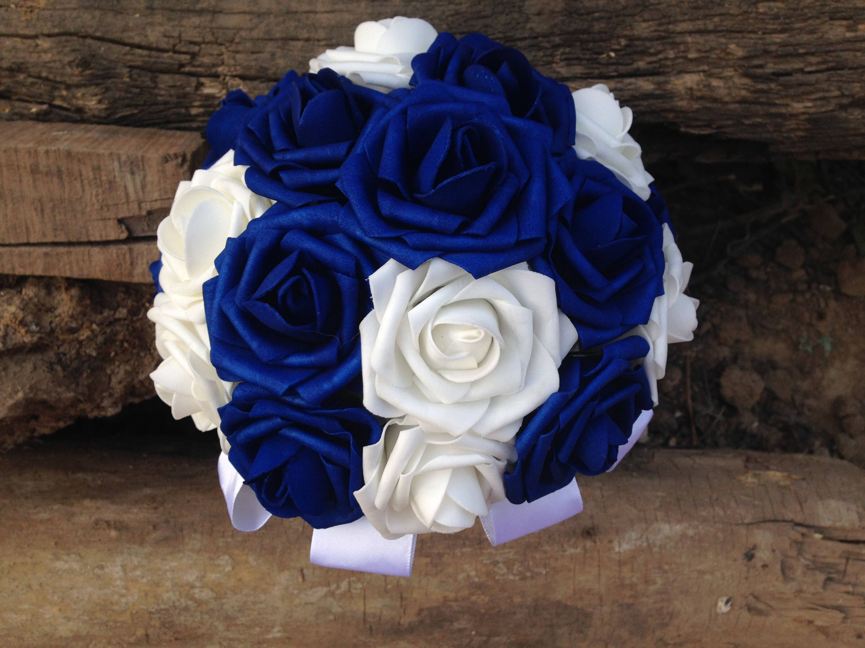 Pink Royal Blue Rose Calla Lily Bridal Wedding Bouquet Accessories