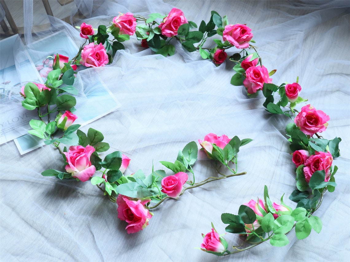 Fake Flowers Garland Silk Rose Flower Ivy Garland Hanging Etsy