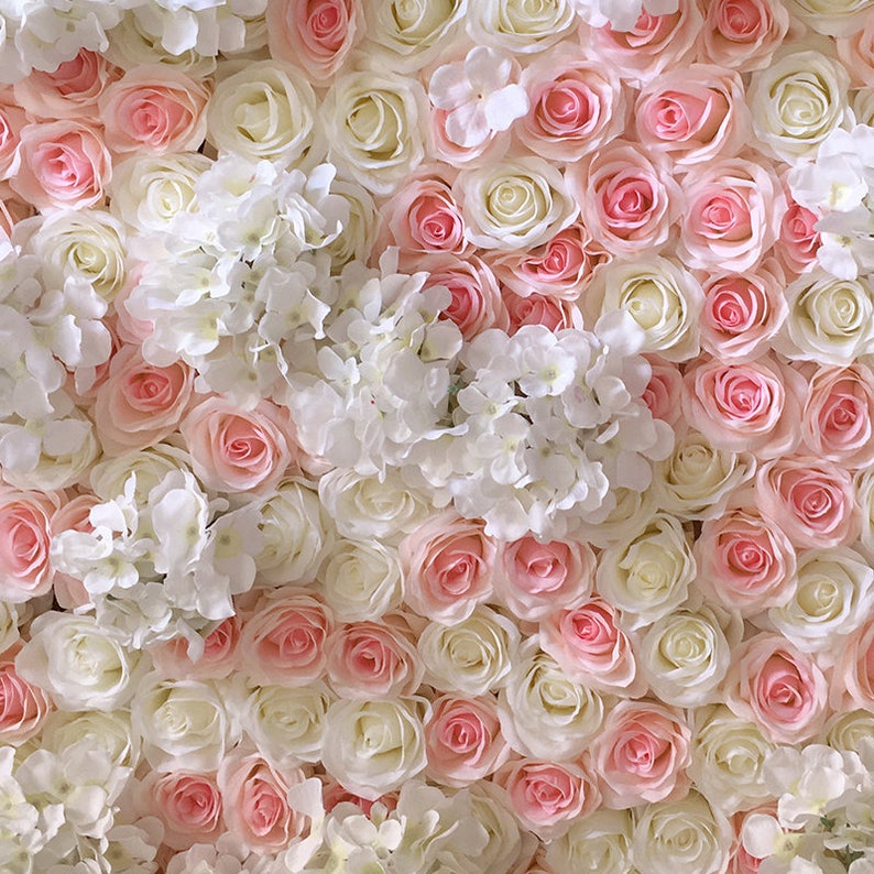 Blush Pink Wedding Backdrop Cream Silk Rose Ivory Flower Wall Etsy