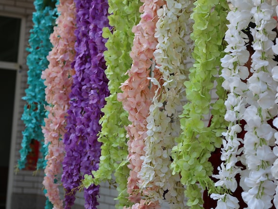 Artificial Hanging Wisteria Silk Flower Fake Vine Plant Outdoor Wedding  Decor UK
