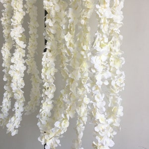 5 Strings White Wisteria Garland 70 inch Hanging Flowers for Outdoor Wedding Ceremony Silk Wisteria Vine Wedding Arch Floral Decor MGT-024