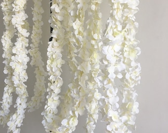 5 Strings White Wisteria Garland 70 inch Hanging Flowers for Outdoor Wedding Ceremony Silk Wisteria Vine Wedding Arch Floral Decor MGT-024