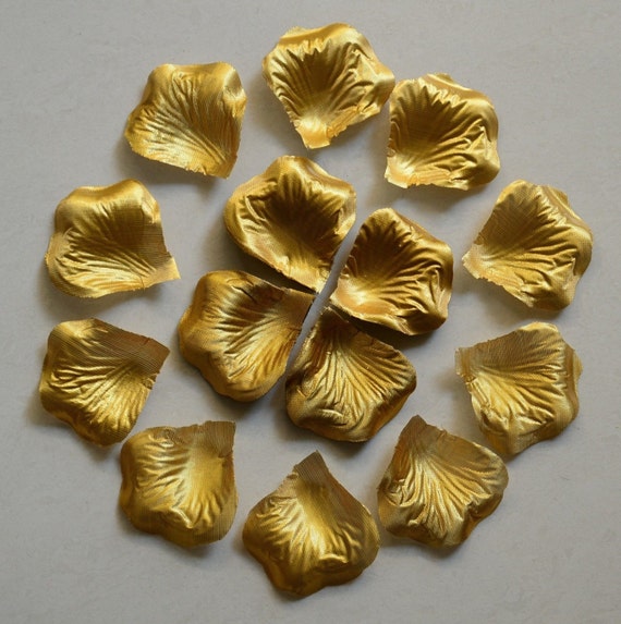 Metallic Gold Rose Petals Fabric Confetti 328 Petals