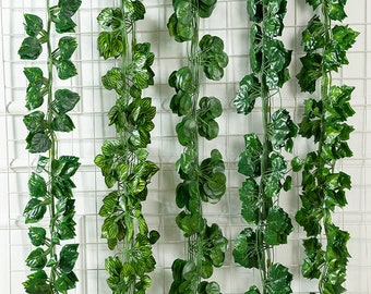 Fake Hanging Plants Indoor | Artificial Ivy Garland Hanging Vine Outdoor Decor | Fake Foliage Leaf Garland 12 Strands | JS3679