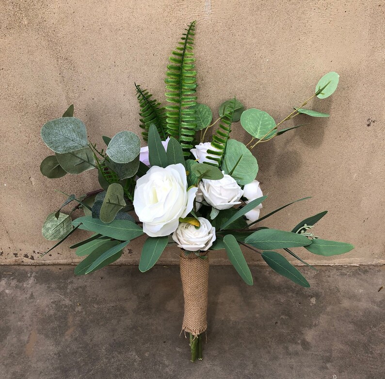 Wedding Bouquet Bridesmaid Artificial Flowers Greenery Etsy