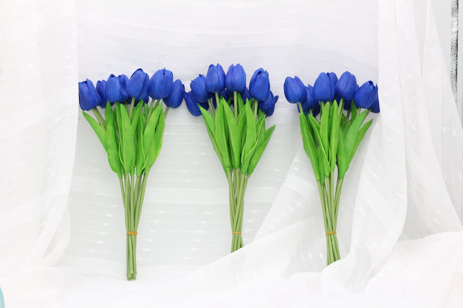 Royal Blue Artificial Tulips Flowers 30 Stems Real Touch PU Etsy
