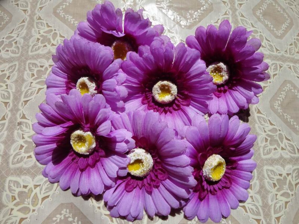 Silk Gerbera Daisy Artificial Flower Heads Fake Daisy 10 Etsy