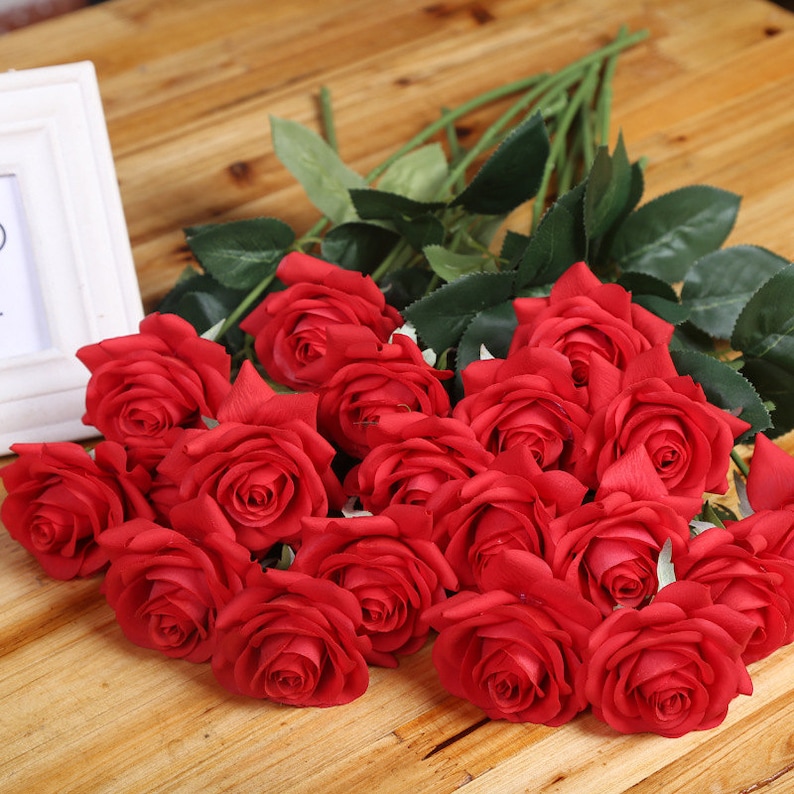 Red Flowers Real Touch Red Roses for Wedding Centerpieces 10 Etsy