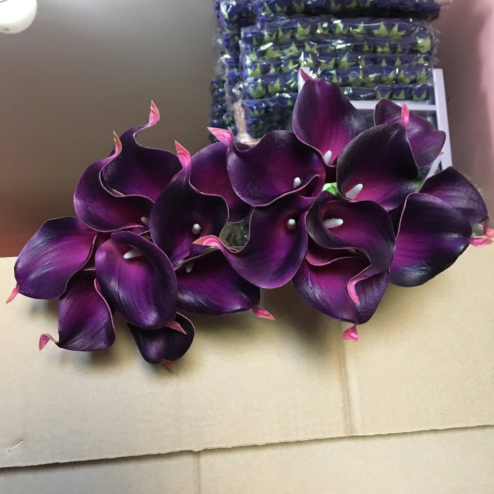 Eggplant Purple Calla Lily Bouquet 9 Stems PU Calla Lilies Etsy