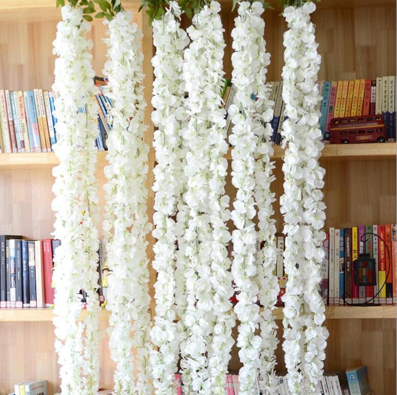 Wedding Arch Garland White Wisteria Silk Flower Garland Home Etsy