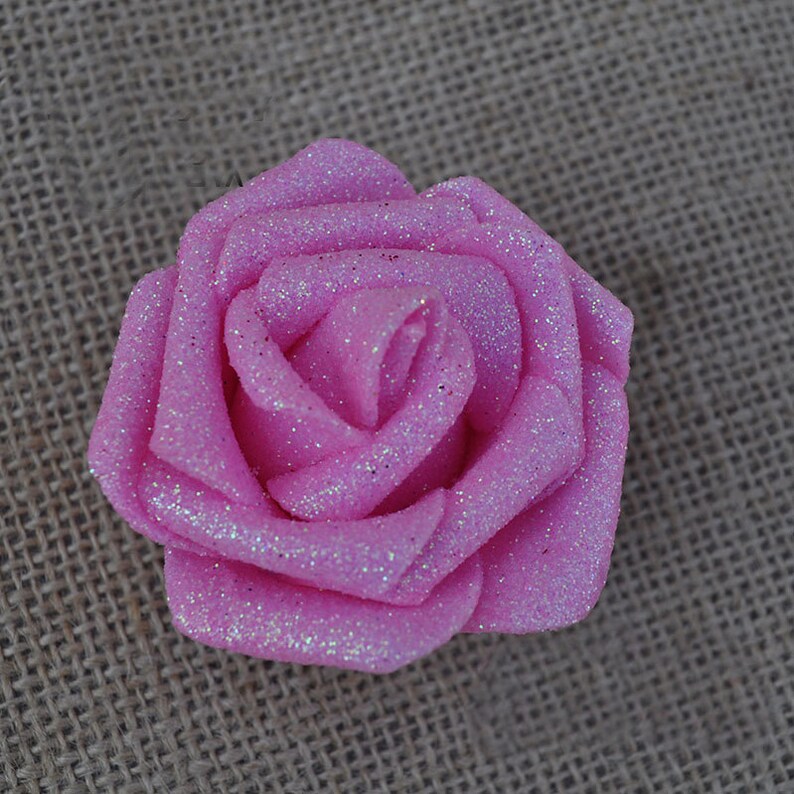 Glitter Flowers Foam Rose Heads Glitter Wedding Flowers 100 Etsy