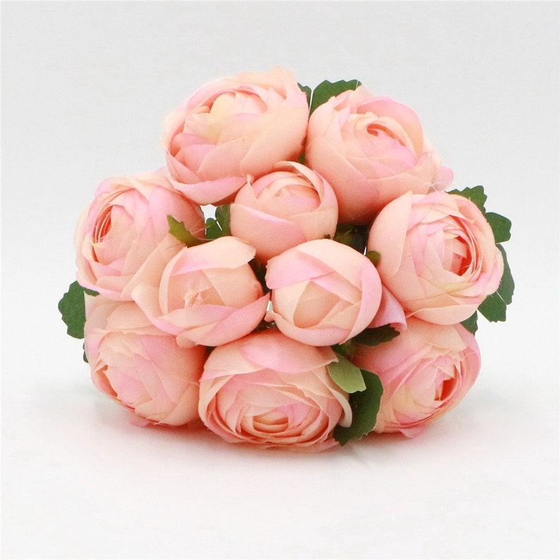 Bridesmaid Bouquet Peach Pink Silk Flower Bouquet Blush Etsy