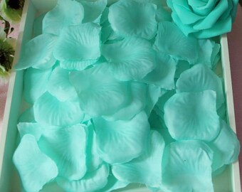 1000 Silk Rose Petals Aqua Blue Artificial Silk Flower Petals Spa Pool Blue For Wedding Birthday Party Decoration Table Confetti HB-LJ-T1000
