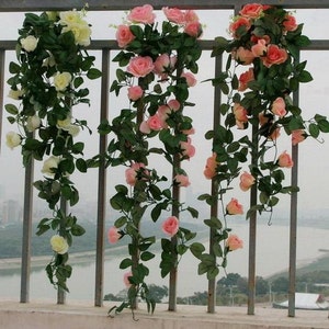 Artificial Silk Rose Garland Flower Vine Wedding Arch Flowers Fake Flower Vine Leaf Garland Plants Home Wedding Decor MGT-0611 image 3