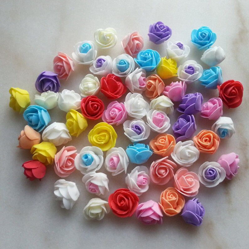 Mini Flower Heads Tiny Artificial Flowers Foam Rose Heads Fake Etsy