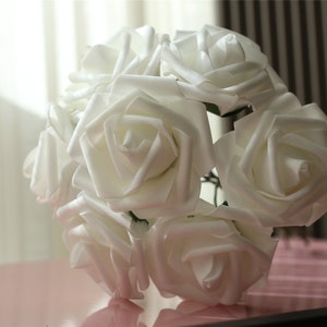 White Wedding Flowers Faux Roses Cheap Artificial Flowers 100 Wholesale For Bouquets Wedding Decor Table Centerpieces Bulk Flower LNPE009 image 5