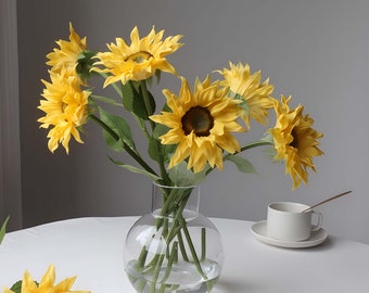 Artificial Sunflowers Individual Stem PU Real Touch Sunflower for Home Wedding Decorations Floral Arrangement HXYB4281
