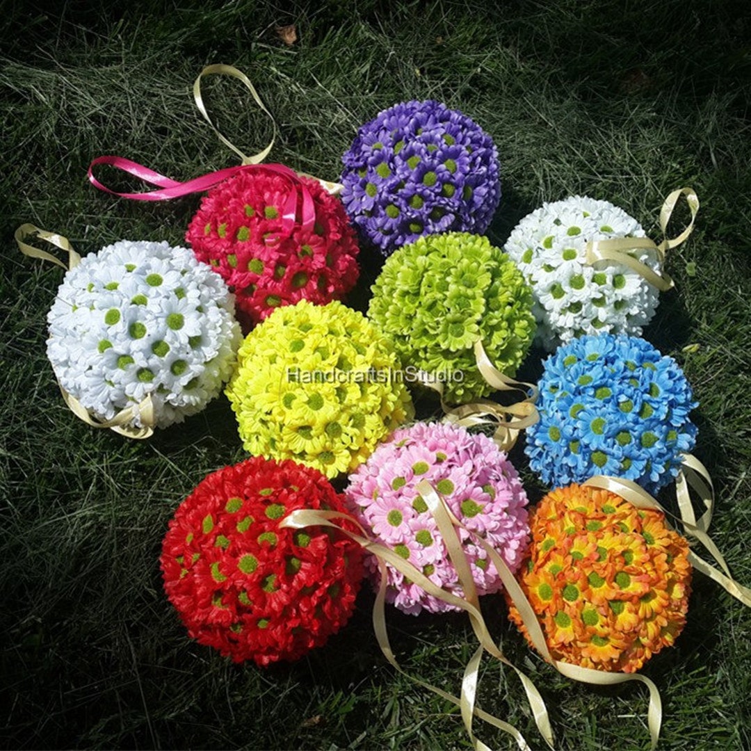 Silk Flower Kissing Balls Silk Gerbera Daisy Sunflower Kissing Etsy